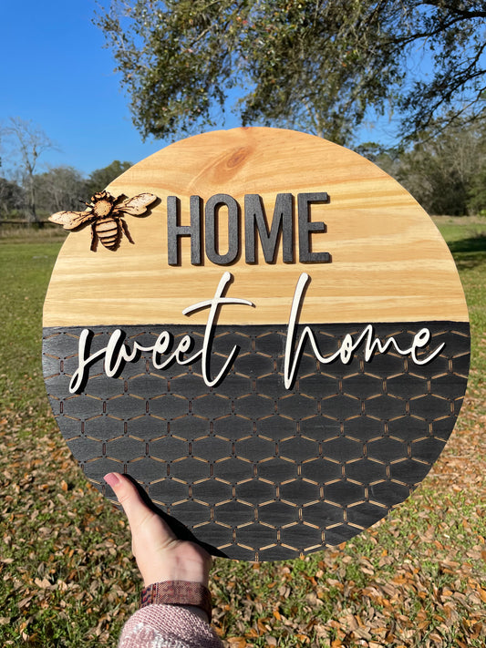 Home Sweet Home Bee Door Hanger