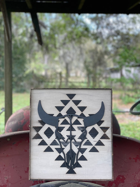 Aztec Cow Skull Hanger